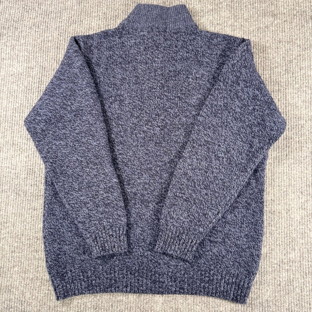 LL Bean Mens XL Tall Lambswool Mock Neck Button Sweater Blue Marl 251615 - Picture 7 of 8